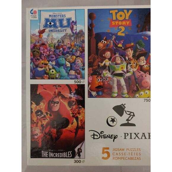 Ceaco Disney Pixar 5 Puzzles Toy Story 2 Cars Inside Out Monsters U Incredibles - Picture 2 of 5